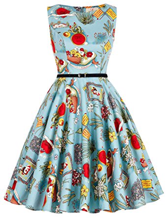 GRACE KARIN Women's 1950's Vintage Sleeveless Swing Dresses JS6086