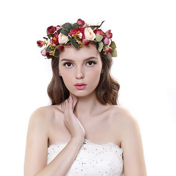 Ever Fairy Women Handmade Rose Flower Wreath Crown Wedding Festivals Garland Crown