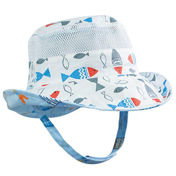 Eriso Baby Toddler Plaid Bucket Reversible Sun Protection Animal Hat