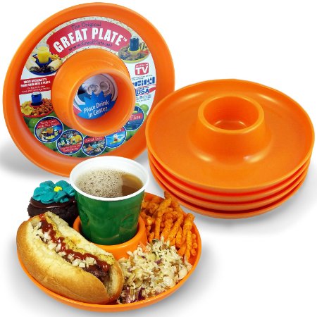 Great Plate Food Beverage Plate 6 pack (Orange)