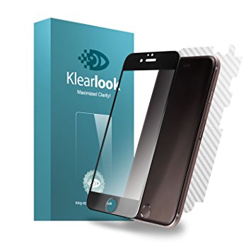 Iphone 6/Iphone 6s Screen Protector, Klearlook® [3D Touch Compatible] 3D Curve Fit Full Coverage Crystal Clear Tempered Glass Screen Protector with [3D Hot Bending Technology][Full Coverage Without Any Gap][High Definition][9H Hardness]  【Updated Back Protector】[Full Coverage] Carbon Fibre Back Sticker Protector for Apple Iphone 6/Iphone 6s [Full Coverage Tempered Glass for front  Full Coverage Carbon Fibre for Back] (Black)