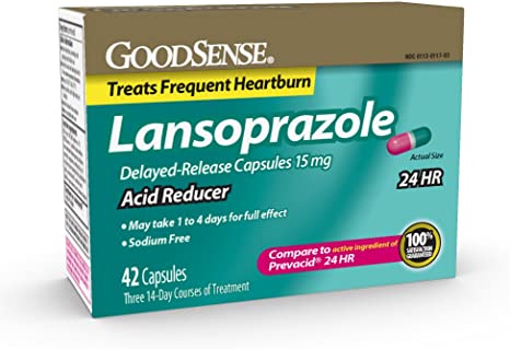 GoodSense, Acid Reducer, Lansoprazole Delayed Release Capsules, 15 mg, 42 Count