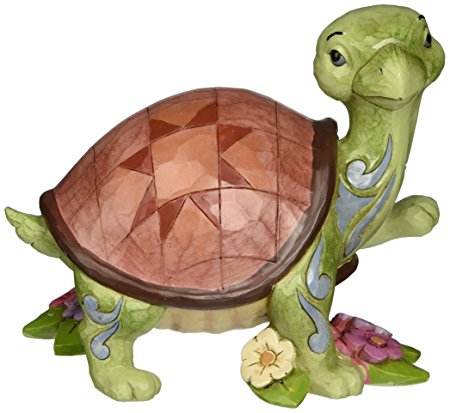 Jim Shore Heartwood Creek Turtle with Flowers Stone Resin Figurine, 4”