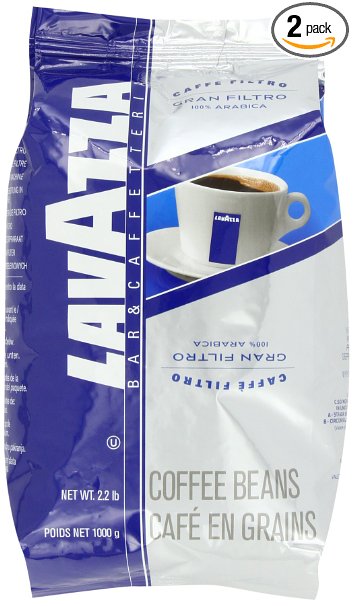 Lavazza Gran Filtro Whole Bean Coffee, 2.2-Pound Bags (Pack of 2)