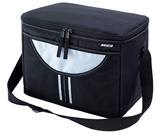 MIER Insulated Lunch Bag for Men Women Adult Leakproof Cooler Bag with Shoulder Strap, 16 Can, Black