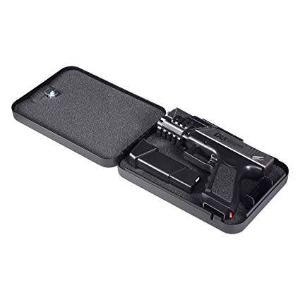 Champs Portable Travel Gun Safe, Pistol Lock Box, Handgun Case - Black