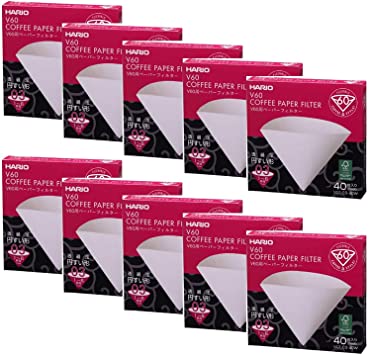 10 X Hario V60 Size 03 40-Count Boxed Coffee White Paper Filters, 10 Boxed Value Set (Total of 400 Sheets)