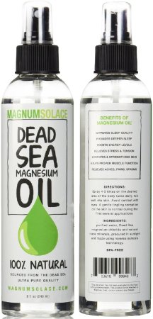 Magnesium OIL 100 Pure Natural Dead Sea Minerals - Exceptional 1 Source - Made in the USA - BIG 8 Oz