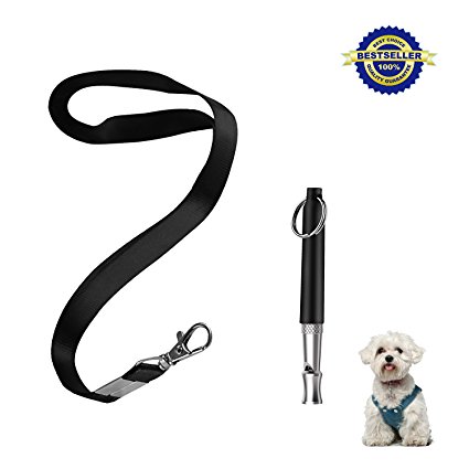 ONSON Dog Whistle to Stop Barking - Barking Control Ultrasonic Patrol Sound Repellent Repeller - Adjustable Pitch in Black Color with FREE Premium Quality Lanyard Strap - Train Your Dog