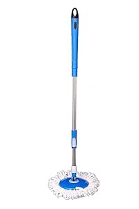 Mop Stick for Floor Cleaning, 360 Degree Spin Mop Stick Rod with 1 Microfiber Refill | Standing Magic Pocha with Easy Grip Handle for Floor Cleaning Supplies Product for Home, Office (Blue)