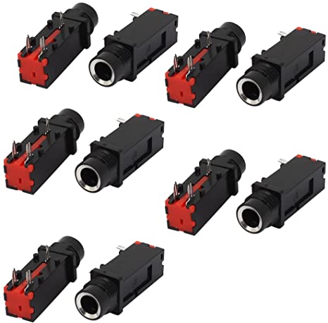 uxcell Audio 6.35mm 1/4 Inch 3Pin Mono Jack Panel Mount PCB Connectors 10 Pcs