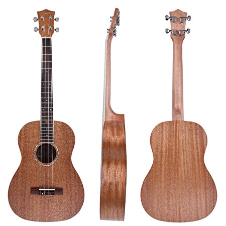 Kmise Mahogany Baritone Ukulele Hawaii Guitar 30 inch Abalone Soundhole Rosette Matt
