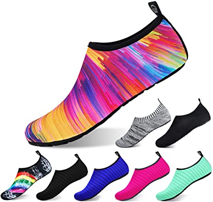 semai Water Shoes Quick-Dry Swimming Socks, Non-Slip Soft Beach Shoes Barefoot Water Sports Shoes Breathable Aqua Socks for Women Men Kids, Elastic Easy-fit Footwear for Beach Swimming Yoga Diving