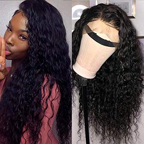 Luduna 13x4 Lace Front Human Hair Wigs with Baby Hair Brazilian Water Wave Wigs 130% Density 100% Unprocessed Pre Plucked Glueless Wet and Wavy Human Hair Wigs for Black Women(12", Natural Color)