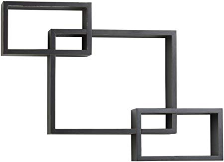 MELANNCO Interlocking Floating Wall Mount Shelves, Set of 3, Black
