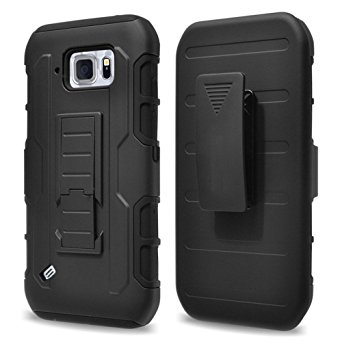 Galaxy S6 Active Case, MCUK 3 Layer Shock Resistant Hybrid Armor Full Body Protective Case with Kickstand and Removable Holster Swivel Belt Clip Cover for Samsung Galaxy S6 Active (S6 Active)