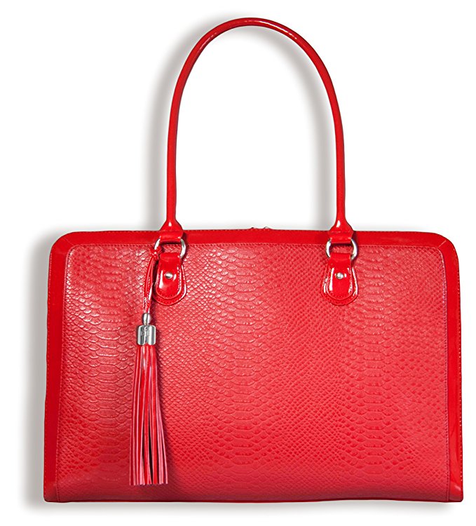 BfB Womens Briefcase for Women – Handmade 17 Laptop Shoulder Bag - RED