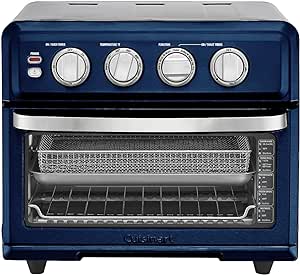 Cuisinart TOA-70NVFR Air Fryer   Convection Toaster Oven, 8-1 Oven with Bake, Grill, Broil & Warm Options, Stainless Steel, Navy Blue - Certified Refurbished