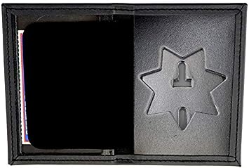 7 Point Star (B447) Dress Leather Badge Case w/Single ID (Cutout PF33)