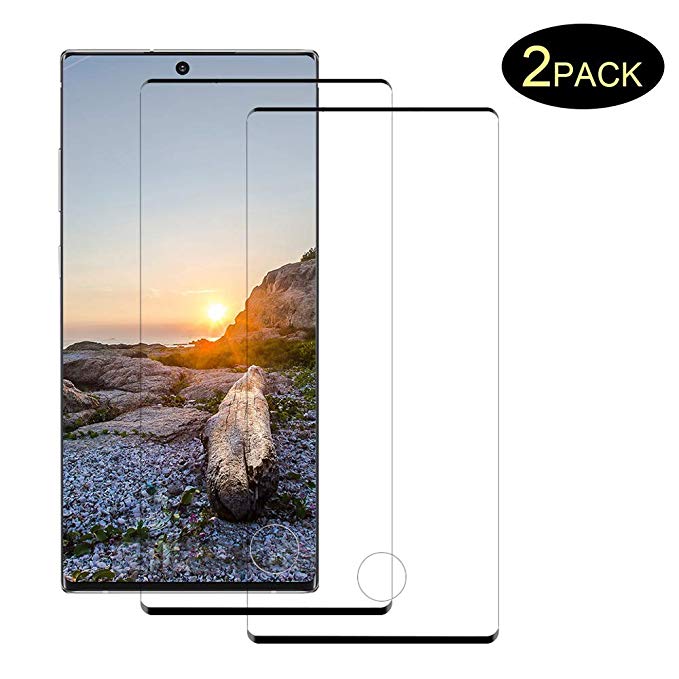 VHS Screen Protector for Samsung Galaxy Note 10 Plus (2 Pack),Tempered Glass [9H Hardness] [3D Curved] [Full Screen Coverage] [HD Clear] for Screen Protector Note 10 Plus
