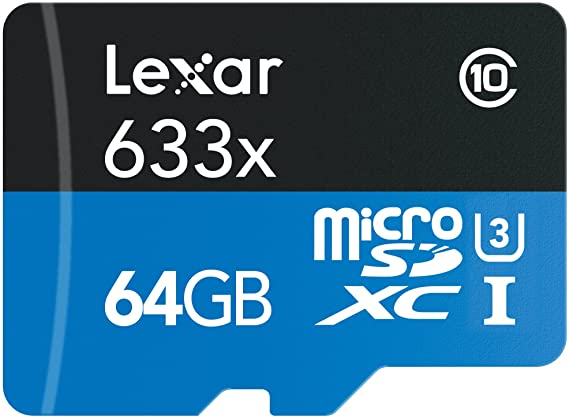 Lexar High-Performance MicroSDXC 633x 64GB UHS-I U1 w/USB 3.0 Reader Flash Memory Card (old U3 version) LSDMI64GBBNL633R