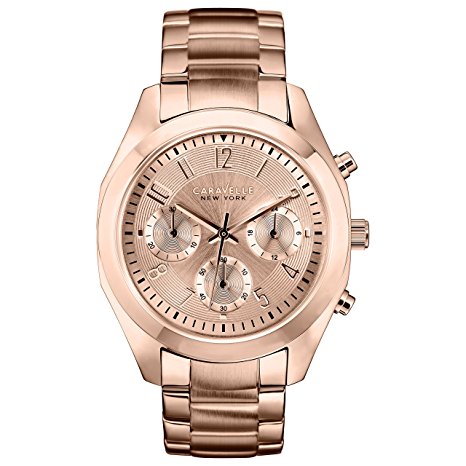 Caravelle New York Rose Gold Women's Quartz Watch with Rose Gold Dial Chronograph Display and Rose Gold Stainless Steel Bracelet 44L115