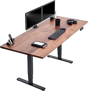 VIVO Electric Height Adjustable 71 x 30 inch Memory Stand Up Desk, Solid Real Walnut Table Top, Black Dual Motor Frame with Preset Controller, DESK-KIT-2B72WN