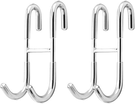 QWORK 2 Pack Shower Door Hooks, Towel Hanging Bath Towels Shower Hooks for Bathroom Glass Door