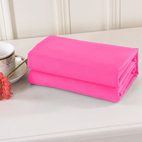 Lullabi Bedding 100% Brushed Microfiber Ultra Soft Pillow Case Set - Envelope Closure End - Wrinkle, Fade, Stain Resistant (Pink, Standard Pillowcase)