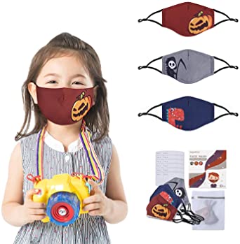 Kids Face Mask Reusable with Nose Wire & Adjustable Ear Straps for Boys Girls