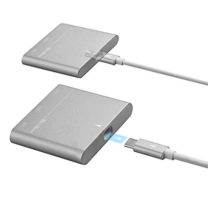 USB-C Digital AV Multiport Adapter , Mirabox 3 in 1 USB Type-C To USB3.0, 4Kx2K HDMI port, USB-C Charging Port for 2015/2106 12-Inch Retina MacBook and ChromeBook Pixel,Silver Aluminum Housing