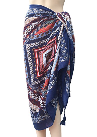 Oryer Womens Sarong Wrap Beach Pareo Swimwear Sarongs Cover up Swimsuit Wrap