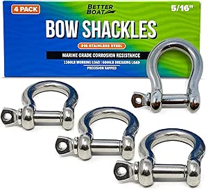 Premium Stainless Steel D Ring Shackles 1/2 inch 3/8, 5/16 or 1/4 Mini Small Bow Shackle or Clevis Anchor Shackle Marine Grade Boat Sailboat Chain Shackel U Bolt Rigging Clasp