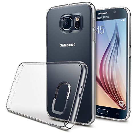 Galaxy S6 Case, Ringke [Slim] Lightweight & Thin Cover w/ Screen Protector [Snug-Fit] Advanced Side to Side Edge Coverage Superior Coating PC Hard Skin for Samsung Galaxy S6 - Clear