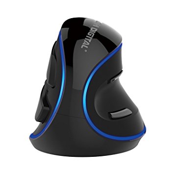 J-Tech Digital (2nd Generation) Scroll Endurance Mouse Ergonomic Vertical USB Mouse with Adjustable Sensitivity (600/1000/1600 DPI), Removable Palm Rest & Thumb Buttons -(Wired with Blue LED)