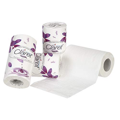 Claret Premium Quality 2 Ply Kitchen Tissue/Towel Paper Roll- Set of 4
