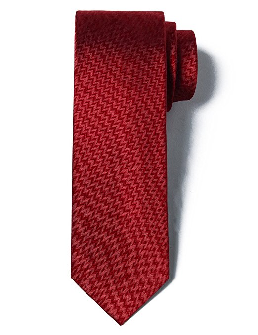 Origin Ties Men's 100% Silk Solid Herringbone Skinny Tie