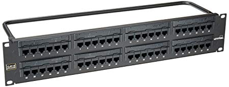 Leviton 69586-U48 eXtreme 6  Universal Patch Panel, 48-Port, 2RU, CAT 6. Cable Management Bar Included