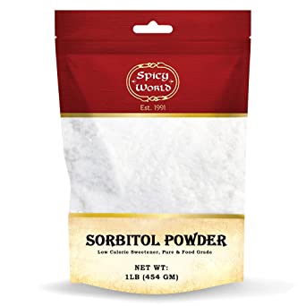 Spicy World Pure Sorbitol Powder 1 Pound Bag - Food Grade, Low Calorie Sweetener, Sugar Substitute, Thickening Agent - Packaged in USA