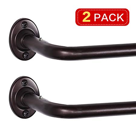 Turquoize Wrap Around Single Rod Set for Window 28 to 48 Inch Blackout Room Darkening Wrap Curtain Rods Bronze, Adjustable Lenth, 2 Pack