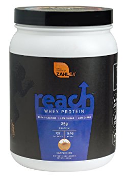 Zahlers Reach, Whey Protein Shake powder, advanced formula for Lean muscle build, all-natural weight management product, naturally sweetened and flavored, Certified Kosher, #1 best great delicious tasting Cappuccino Flavor, 1.1 Pound