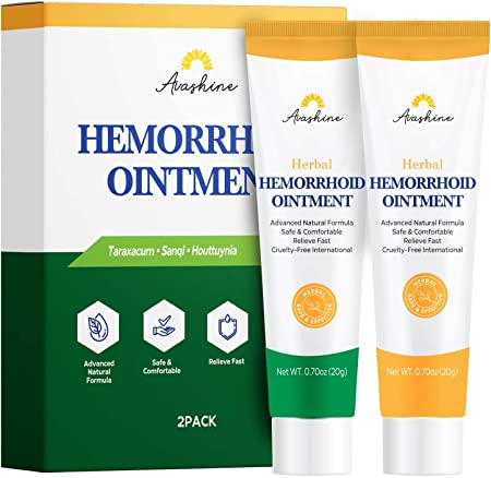 Chinese Herbal Hemorrhoid Cream Piles Treatment Ointment & Fissure Gel, Multi-Symptom Itching, Bleeding, Swelling, Burning Discomfort 2 pcs