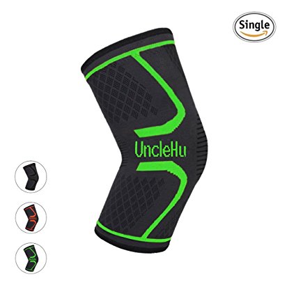 UncleHu Knee Compression Sleeve Support for Sports Protective Injured Joint Pain Relief and Improve Athletic Performance-Prevent Slippery