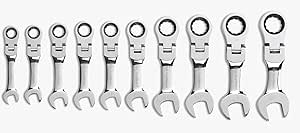 GEARWRENCH 10 Pc. 12 Pt. Stubby Flex Head Ratcheting Combination Wrench Set, Metric - 9550