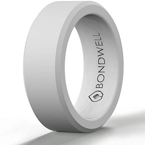 BONDWELL Silicone Wedding Ring for Men Save Your Finger & A Marriage Safe, Durable Rubber Wedding Band for Active Athletes, Military, Crossfit, Weight Lifting, Workout