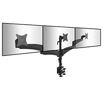 Duronic DM453 Solid Triple Three LCD LED Desk Mount Arm Monitor Stand Bracket with Tilt and Swivel ( Tilt -90°/ 45° | Swivel 180° | Rotate 360° | Up to 27" )   10 Year Warranty
