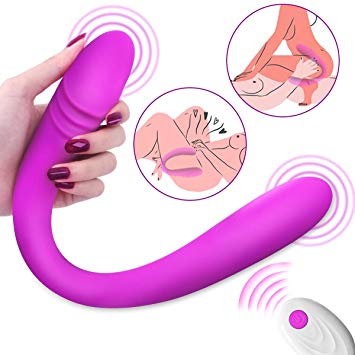 Double Dildo Vibrator - BOMBEX Eden Remote Double-Ended Dildo with 7 Vibration Modes for Couples, Dual Motors Silicone Rechargeable Anal G-spot Stimulator for Men Women