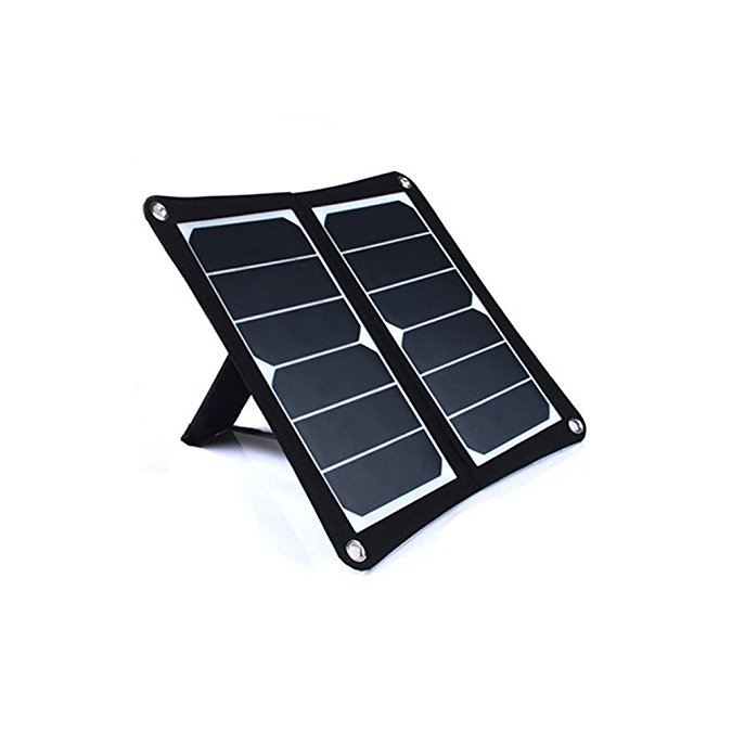 SUNKINGDOM™ 13W Dual USB Port Solar Charger with High Efficiency Portable Solar Panel PowermaxIQ Technology for iPhone, iPad, iPod, Samsung, Camera, and More (Black)