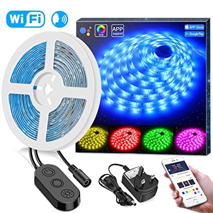 WiFi LED Strips Lights Work with Alexa, MINGER 5m RGB Rope Lights with APP Controller for iOS Android, Waterproof Flexible Strip Lighting for Indoor/Outdoor Holiday Party