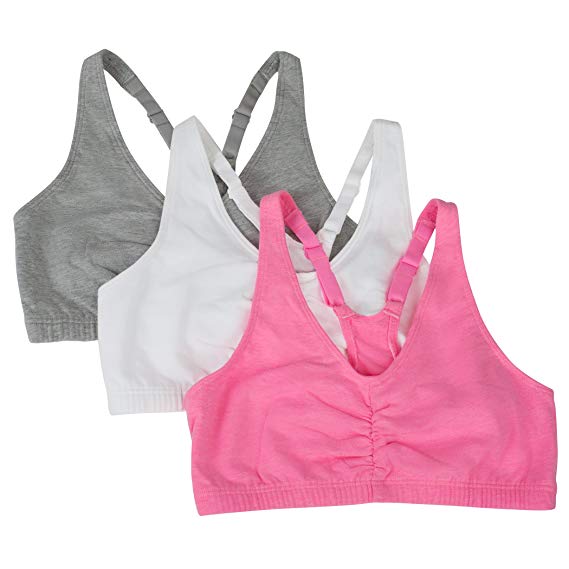 Fruit of the Loom Women's Adjustable Shirred Front Racerback Bra (Pack of 3)